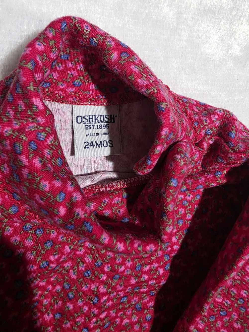 OshKosh B'Gosh Denim Floral Embroidered Dress & Floral Turtleneck One Piece 24M